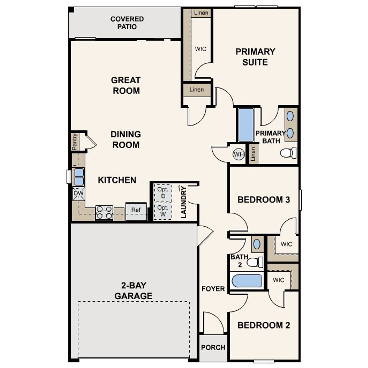 2D floor plan layout of this home in Coyote Run, Fort Mohave, AZ (Image 2). 2D floor plan layout of this home in Coyote Run, Fort Mohave, AZ (Image 2).