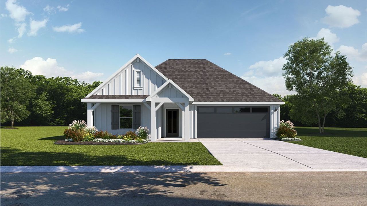 Representative exterior photo of a completed home built from the Lakeway - X40L by D.R. Horton in Milo Farms, Rosenberg, TX (Image 2).