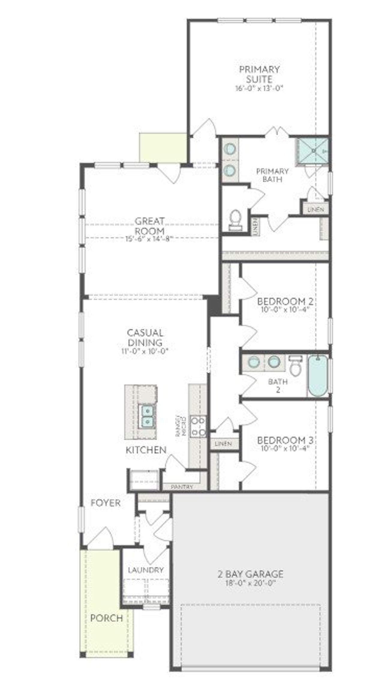 2D floor plan layout for the Bunting by Tri Pointe Homes in Trillium, Richmond, TX (Image 2).