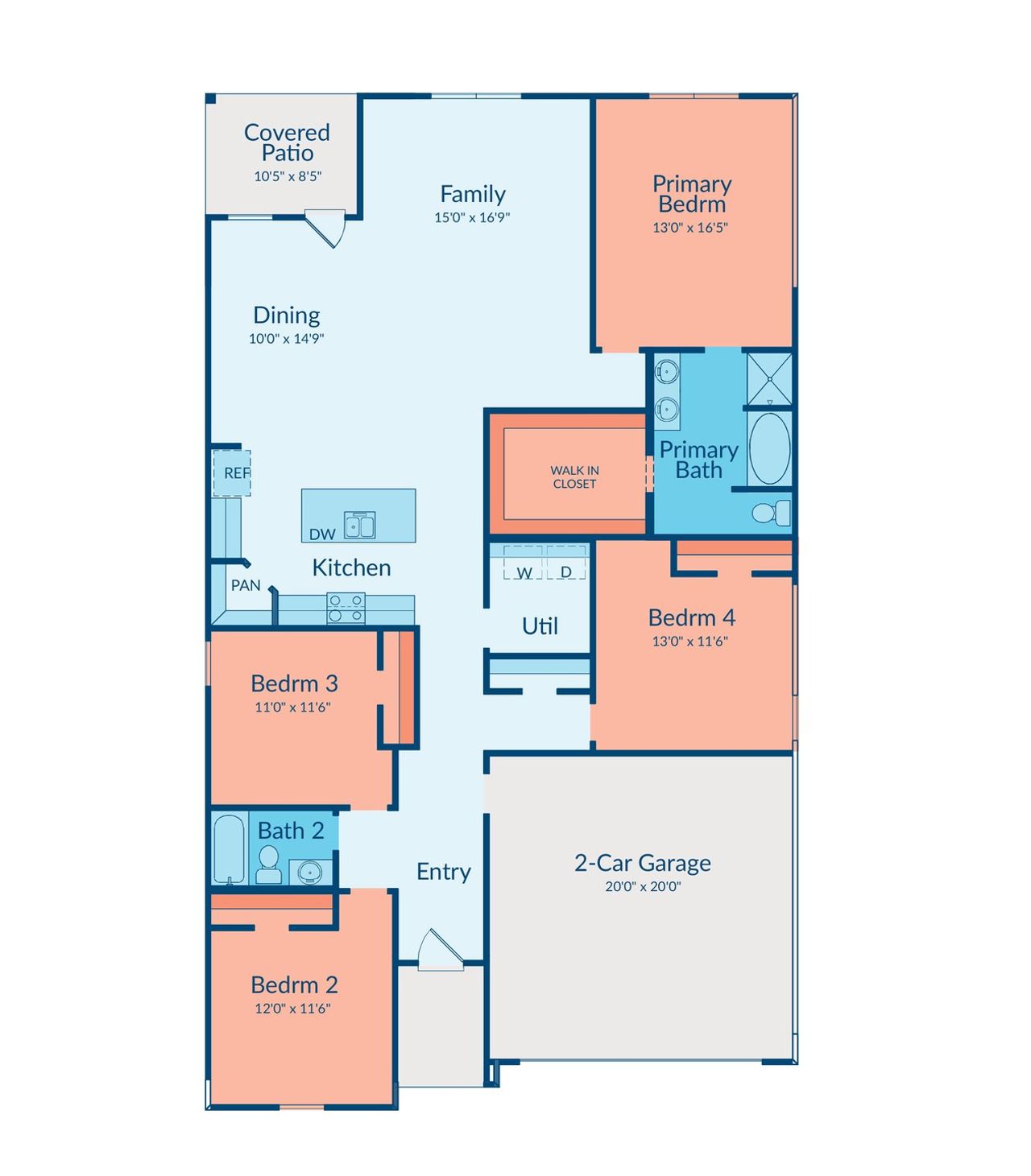 2D floor plan layout of this home in Meridiana, Manvel, TX (Image 2).