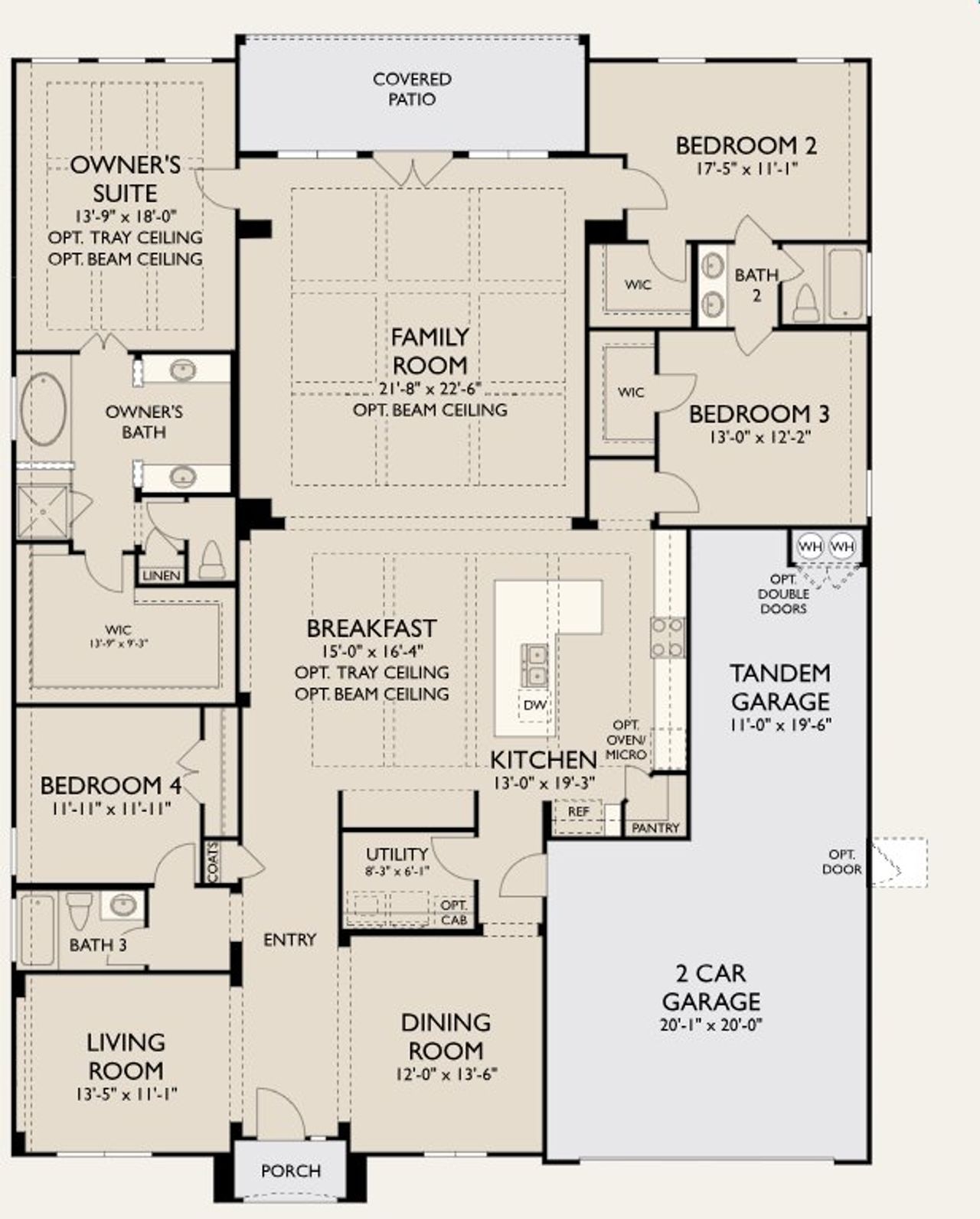 2D floor plan layout for the Avalon by Ashton Woods in The Estates at La Cima, San Marcos, TX (Image 2).