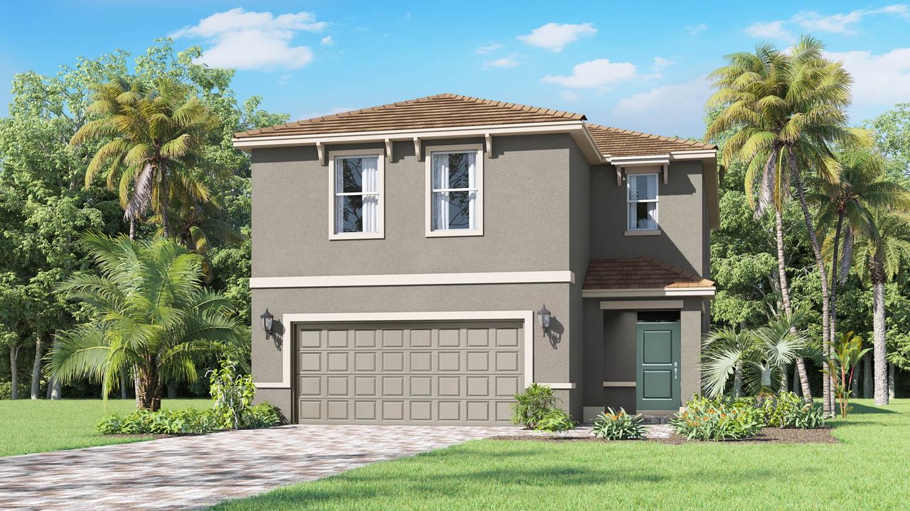 Representative exterior photo of a completed home built from the Elston II by D.R. Horton in Venetian Grove, Vero Beach, FL (Image 2).