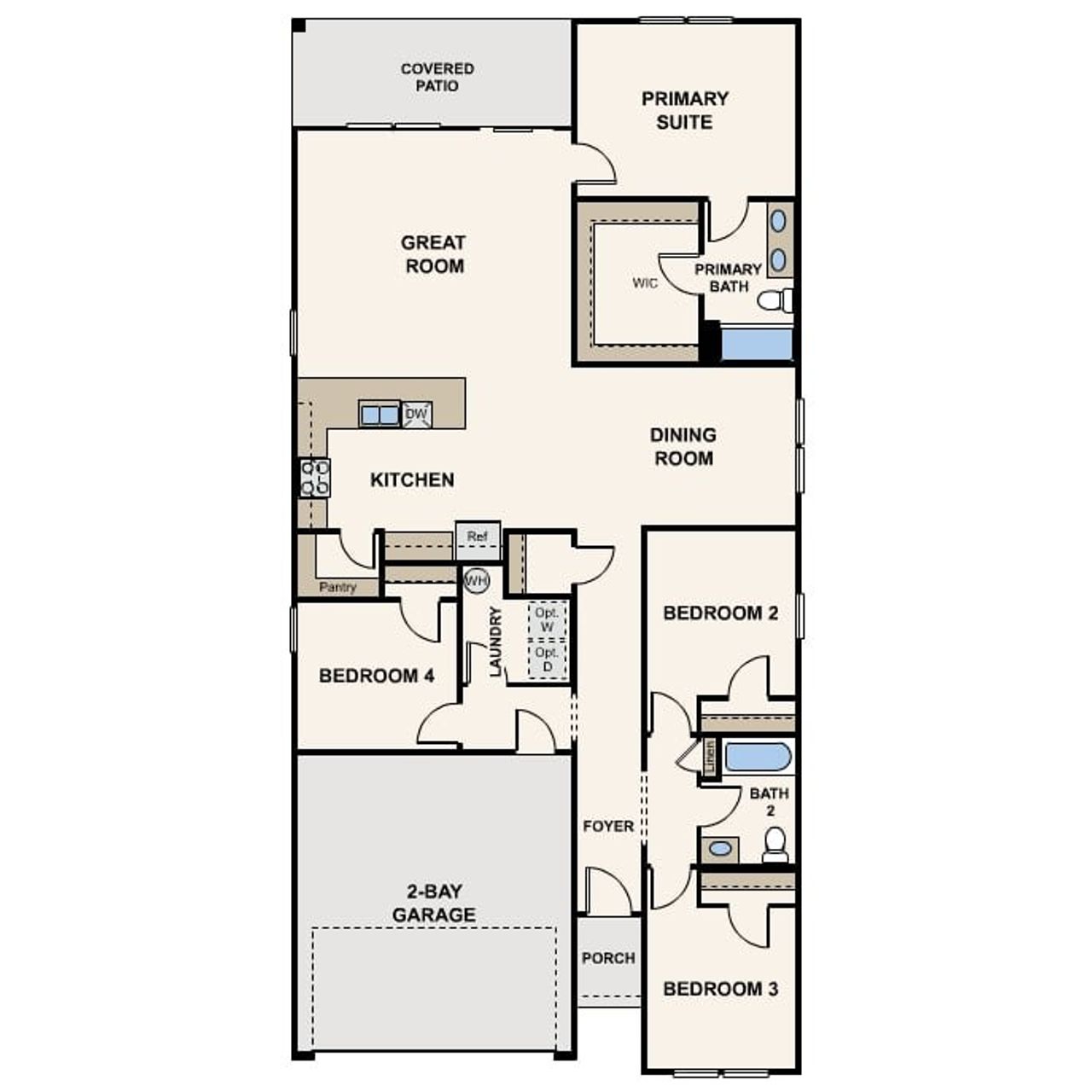 2D floor plan layout of this home in Mesquite Hills, Cottonwood, AZ (Image 2).