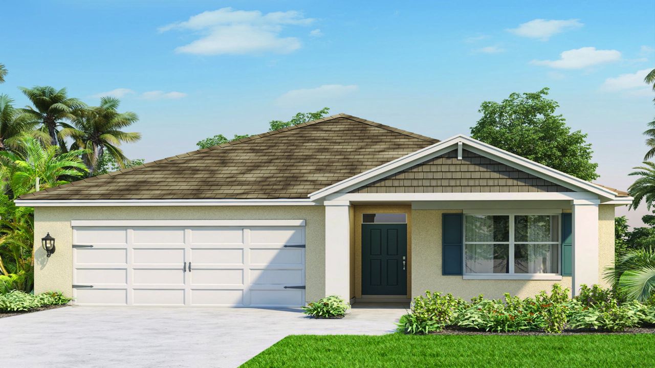 Front exterior of a new home in Ironwood, Daytona Beach, FL, highlighting curb appeal (Image 2).