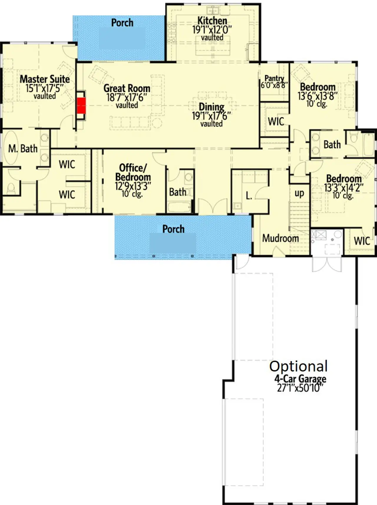 2D floor plan layout for the The Barcelona by Remington Custom Homes in Bella Crossing, Benbrook, TX (Image 2).