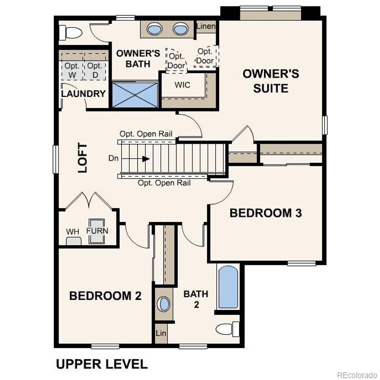 2D floor plan layout of this home in Coyote Creek, Fort Lupton, CO (Image 2).