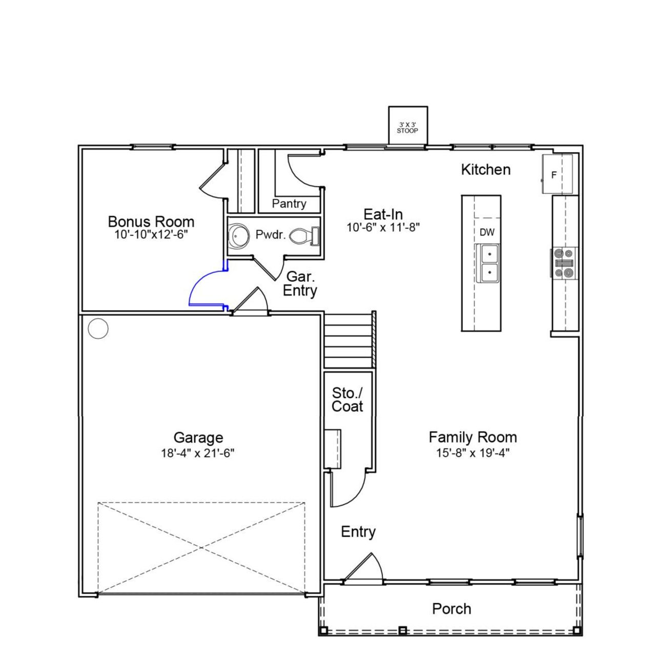 2D floor plan layout of this home in Winston Ridge, Youngsville, NC (Image 2).