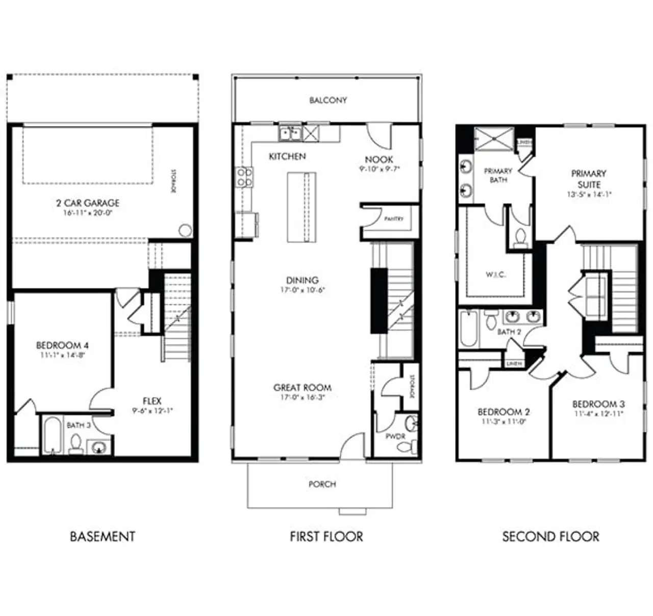 2D floor plan layout for the Lexington by Meritage Homes in Hemingway - Cottage Series, Cumming, GA (Image 2).