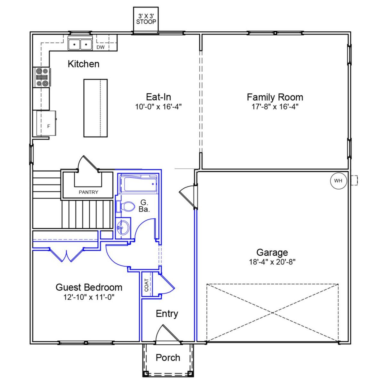 2D floor plan layout of this home in Golden Ridge, Youngsville, NC (Image 2).
