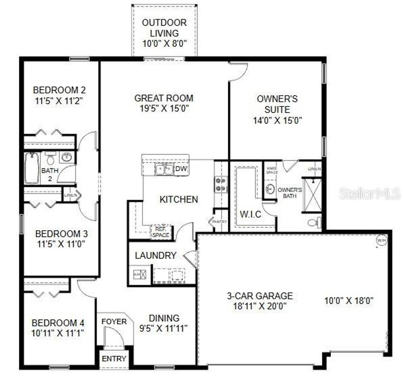 2D floor plan layout of this home in Citrus Springs, Citrus Springs, FL (Image 2).