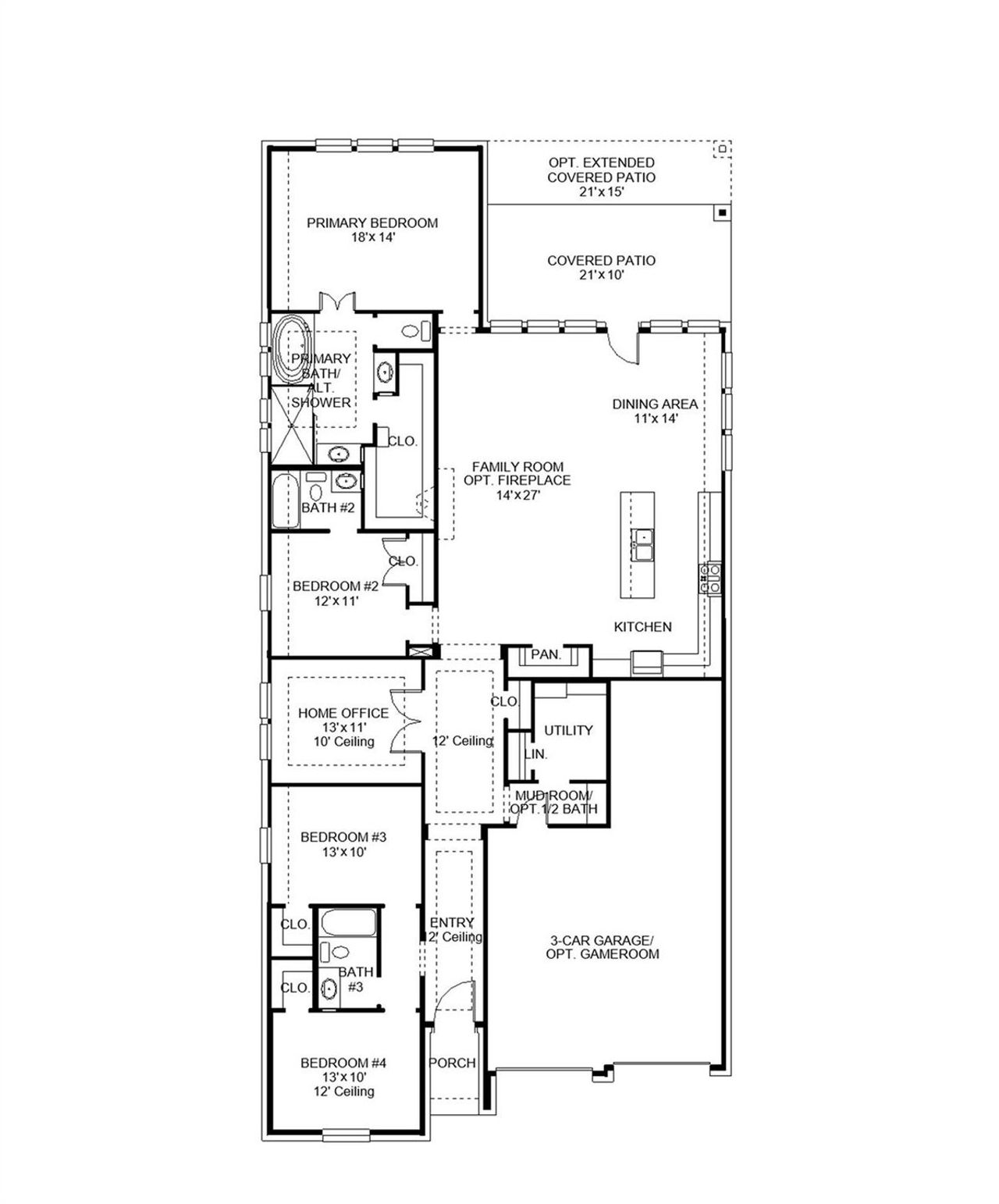 2D floor plan layout of this home in Parmer Ranch, Georgetown, TX (Image 2).