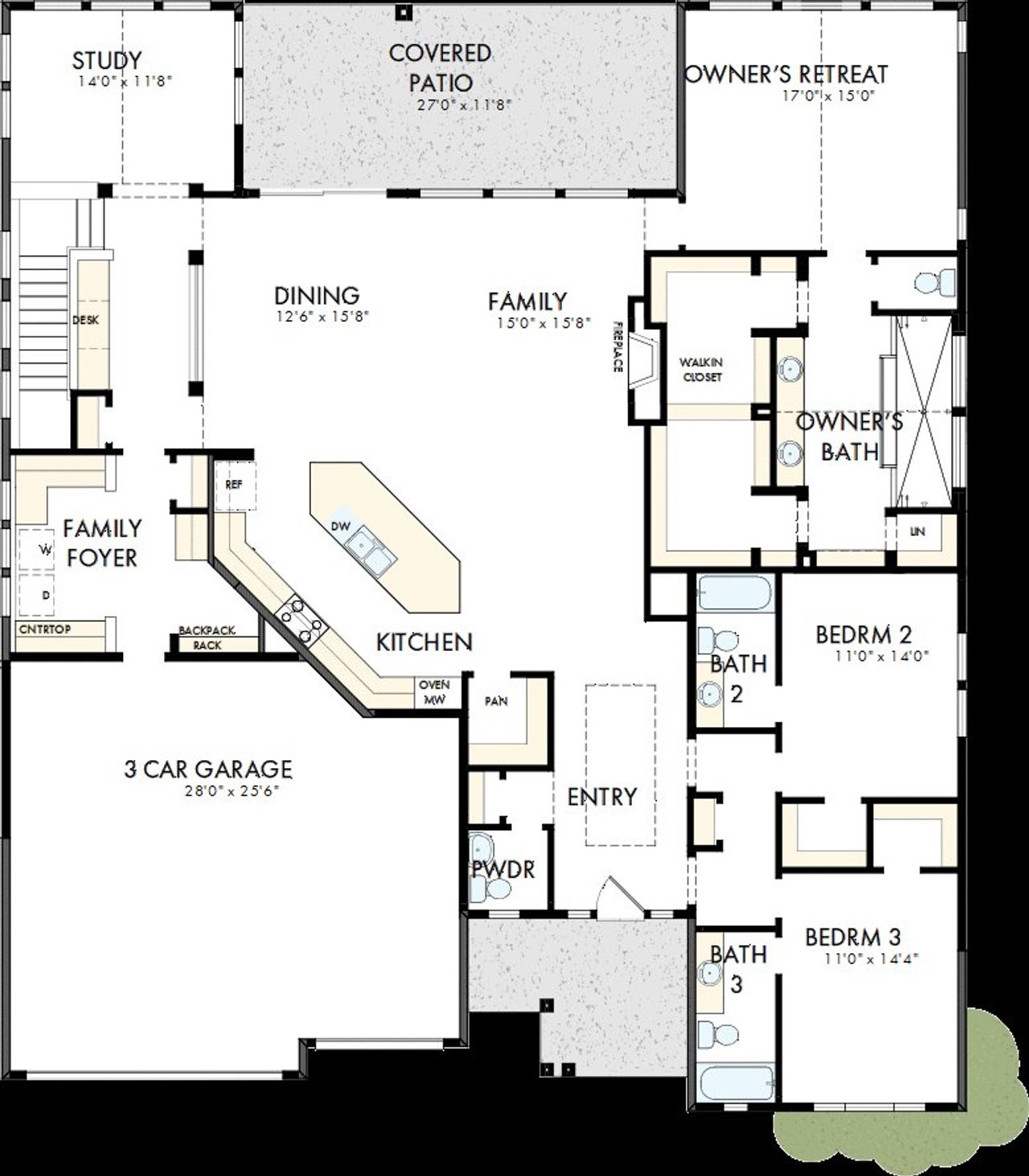 2D floor plan layout of this home in The Aurora Highlands Signature Collection, Aurora, CO (Image 2).