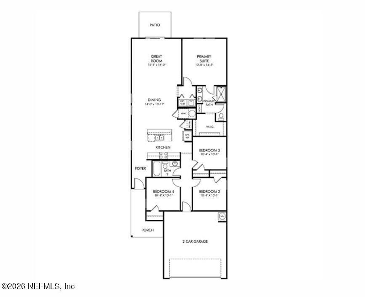 2D floor plan layout of this home in Kings Preserve, Jacksonville, FL (Image 2).