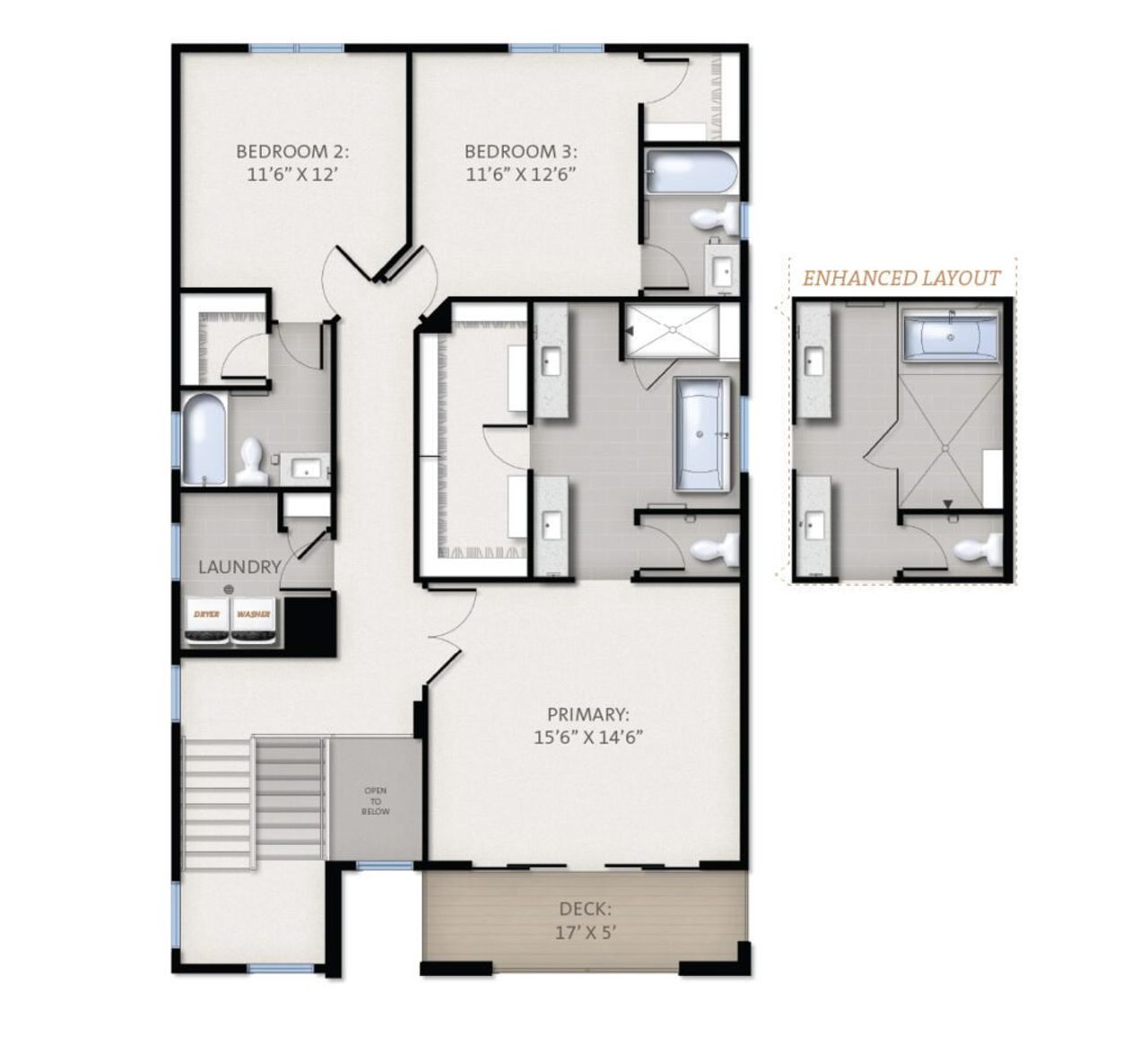 2D floor plan layout for the Charismatic by Boulder Creek Brands LLC in Baseline, Broomfield, CO (Image 2).