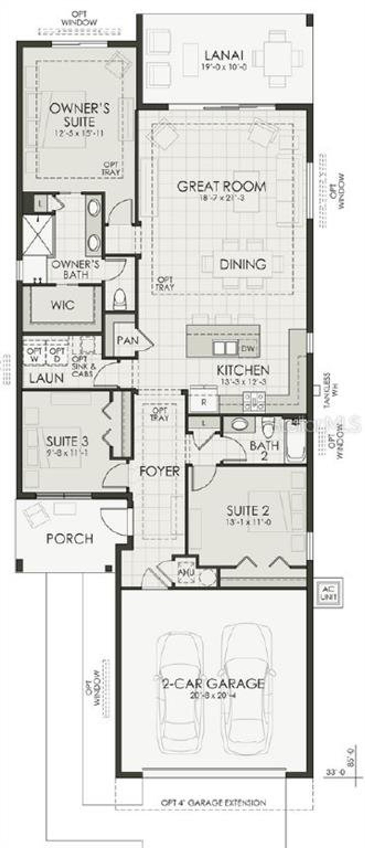 2D floor plan layout of this home in Shellstone at Waterside, Sarasota, FL (Image 2).