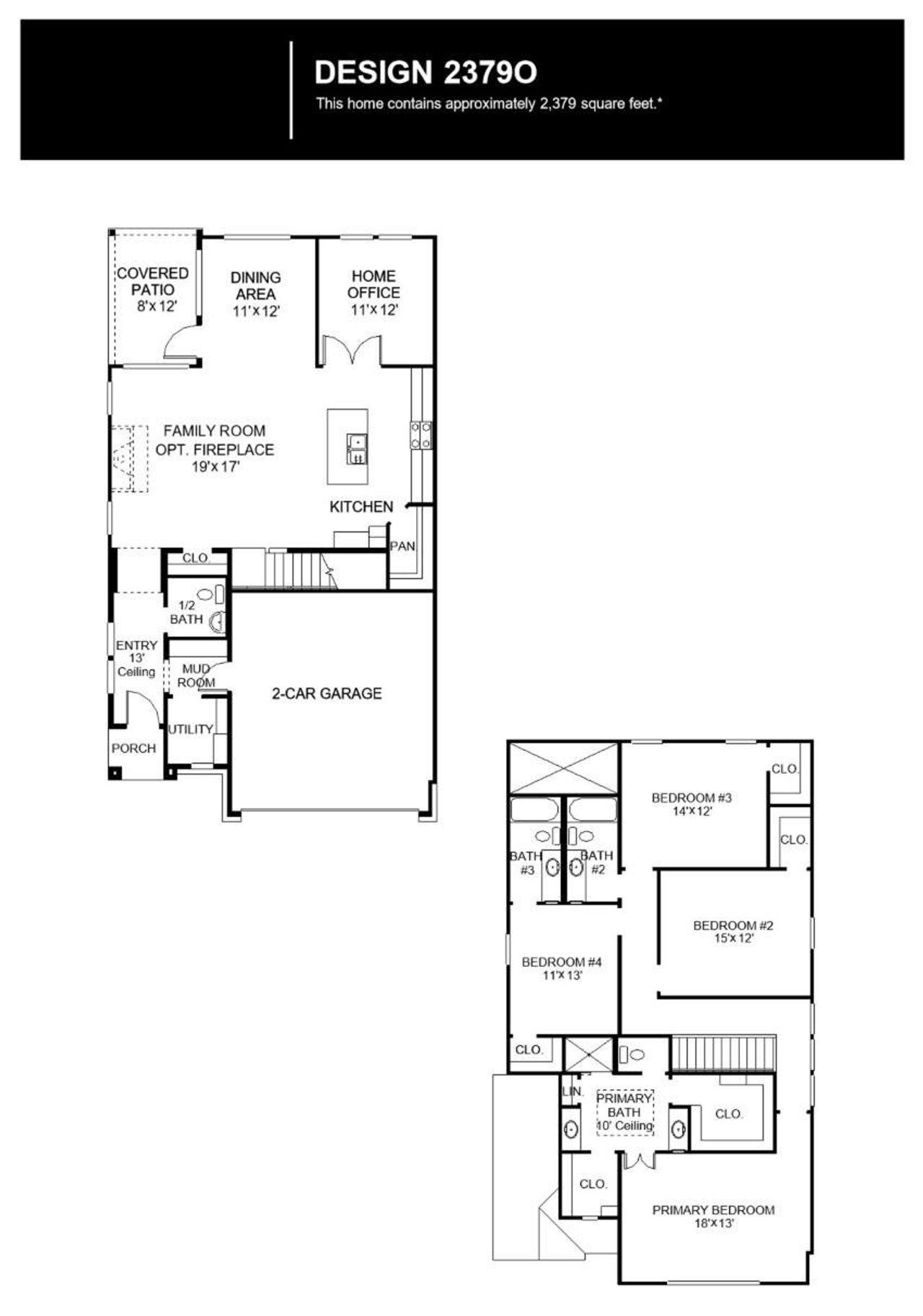 2D floor plan layout of this home in Crosswinds, Kyle, TX (Image 2).