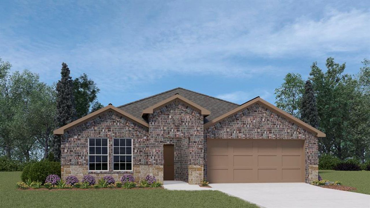 Front exterior of a new home in Bluff Springs, Ferris, TX, highlighting curb appeal (Image 2).