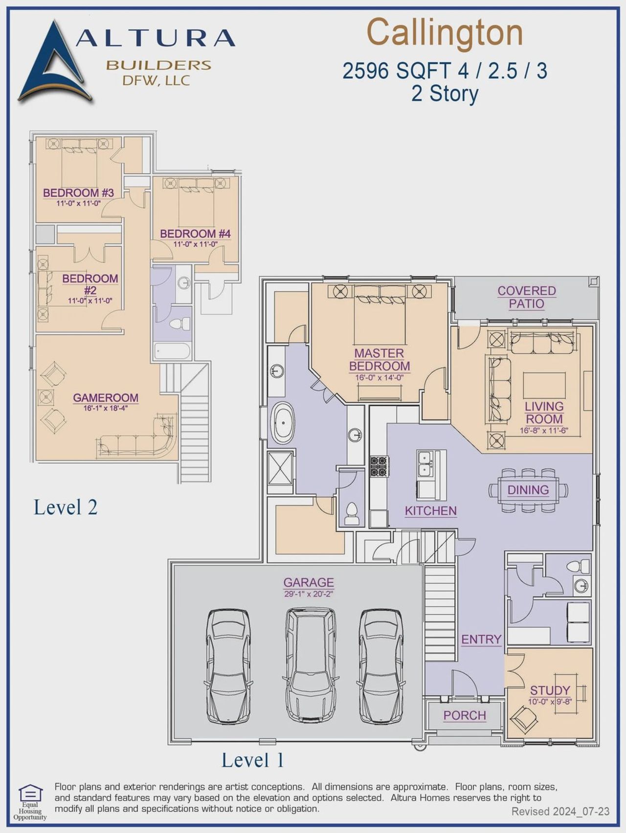 2D floor plan layout for the Callington by Altura Homes in Heath Golf and Yacht, Heath, TX (Image 2).