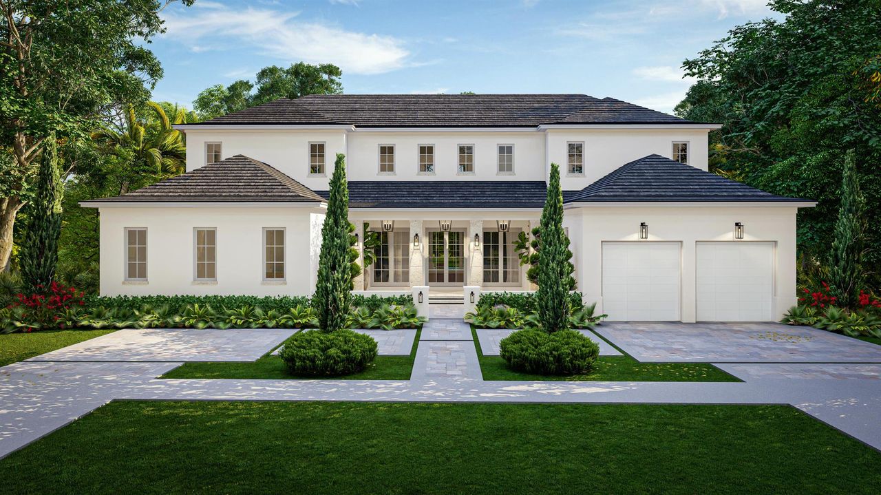 Front exterior of a new home in , Coral Gables, FL, highlighting curb appeal (Image 2). Front exterior of a new home in , Coral Gables, FL, highlighting curb appeal (Image 2).