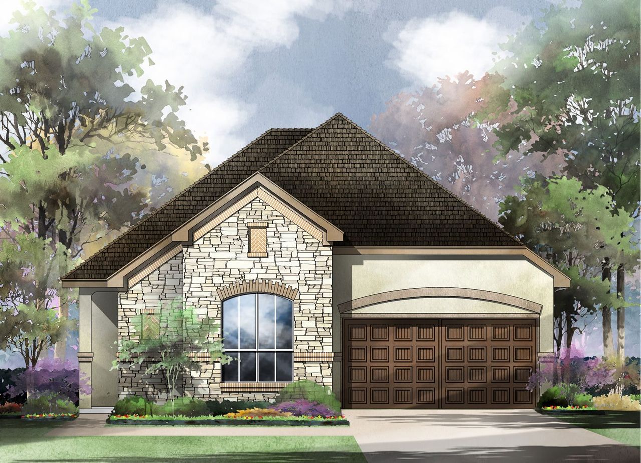 Representative exterior photo of a completed home built from the Genova by Sitterle Homes in Ranches at Creekside, Boerne, TX (Image 2). Representative exterior photo of a completed home built from the Genova by Sitterle Homes in Ranches at Creekside, Boerne, TX (Image 2).