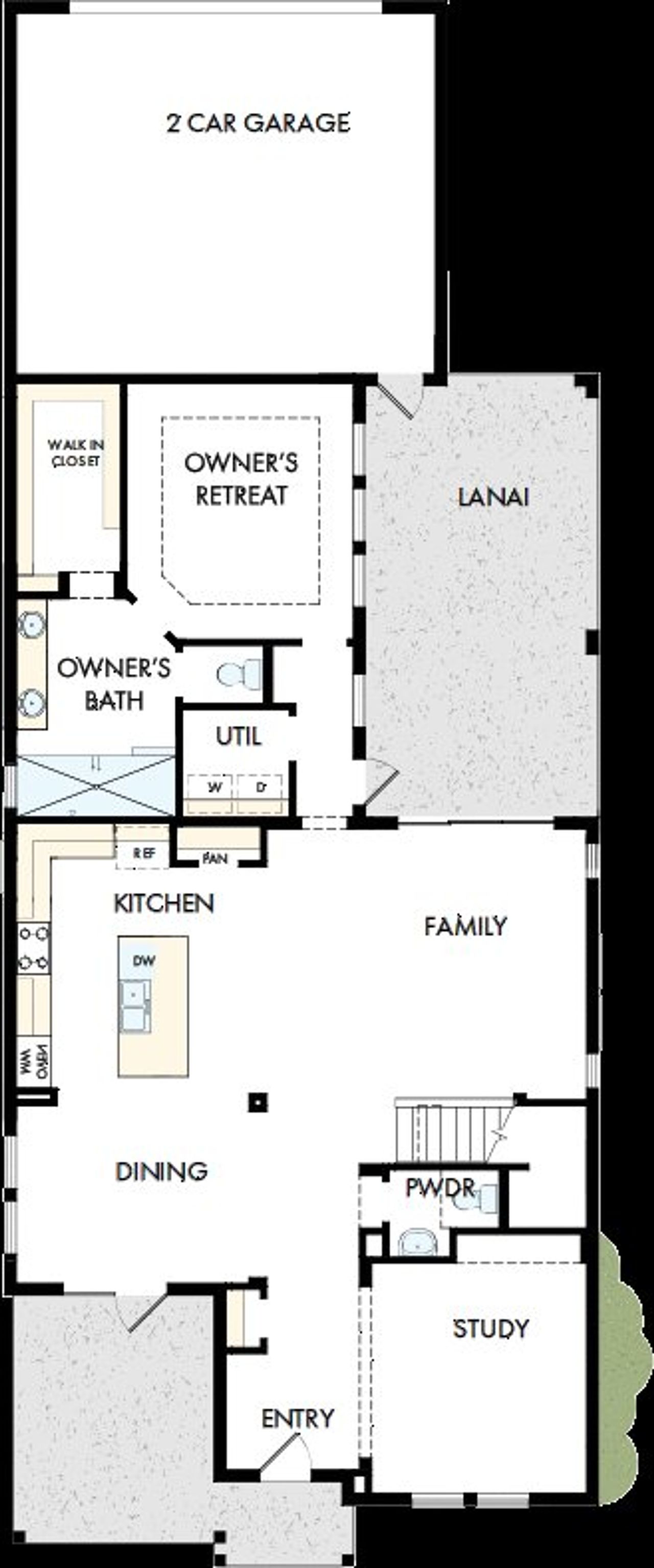 2D floor plan layout of this home in Reflections at Olympus – Legacy, Clermont, FL (Image 2).