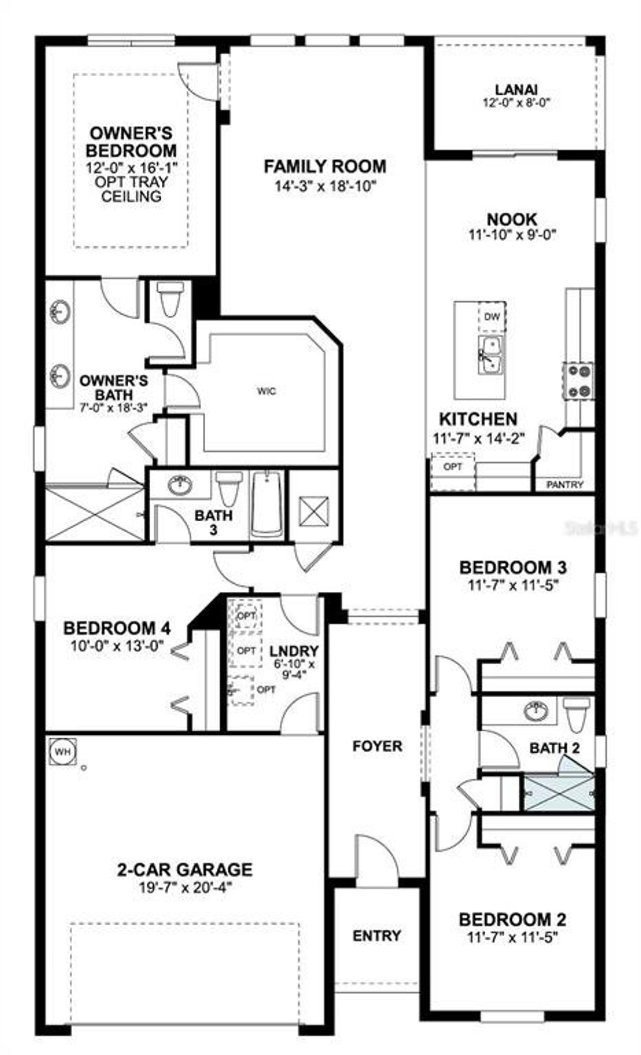 2D floor plan layout of this home in Estates at Rivercrest, Sanford, FL (Image 2).