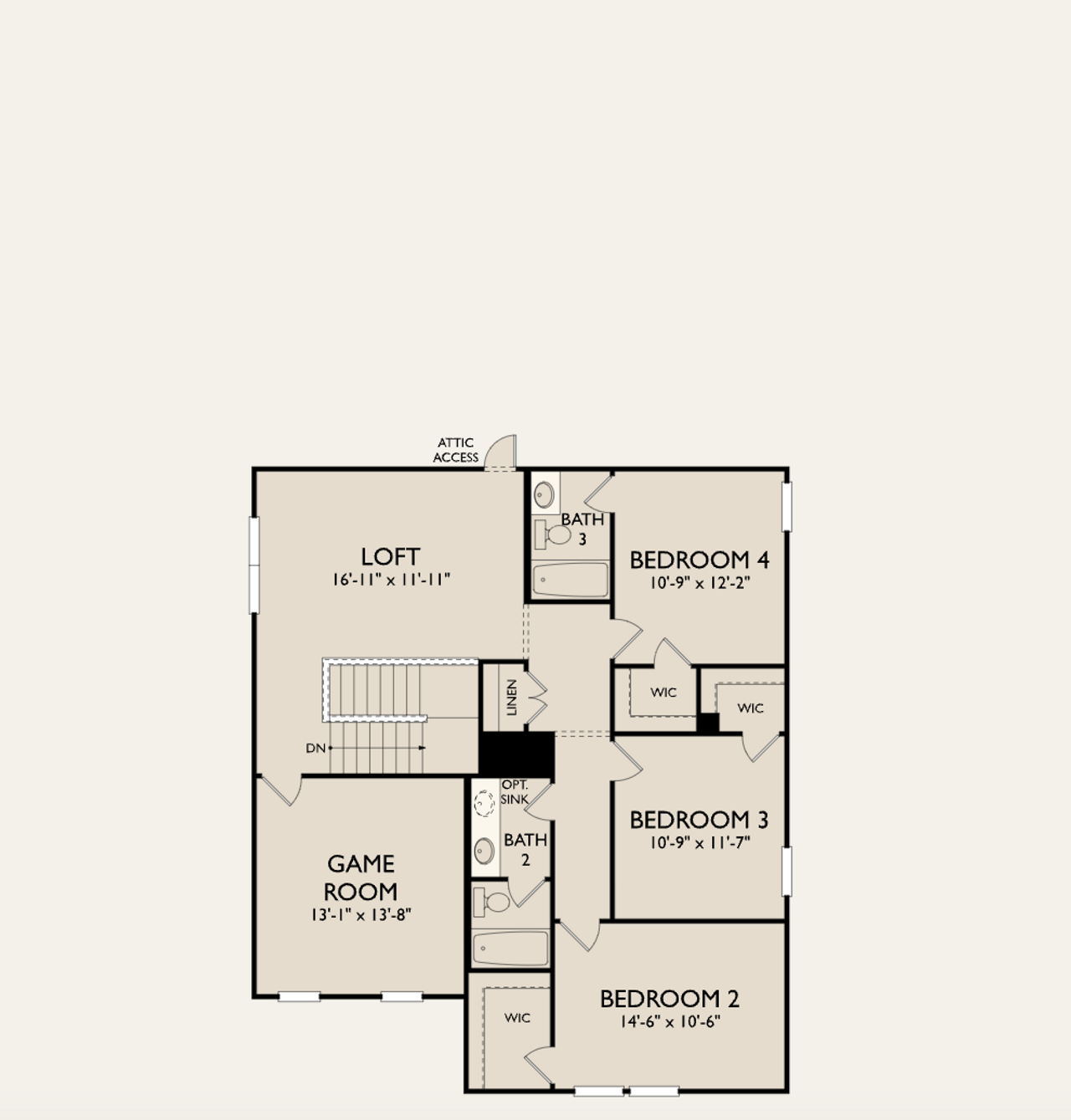 2D floor plan layout for the Knox by Ashton Woods in Patterson Ranch, Georgetown, TX (Image 2).