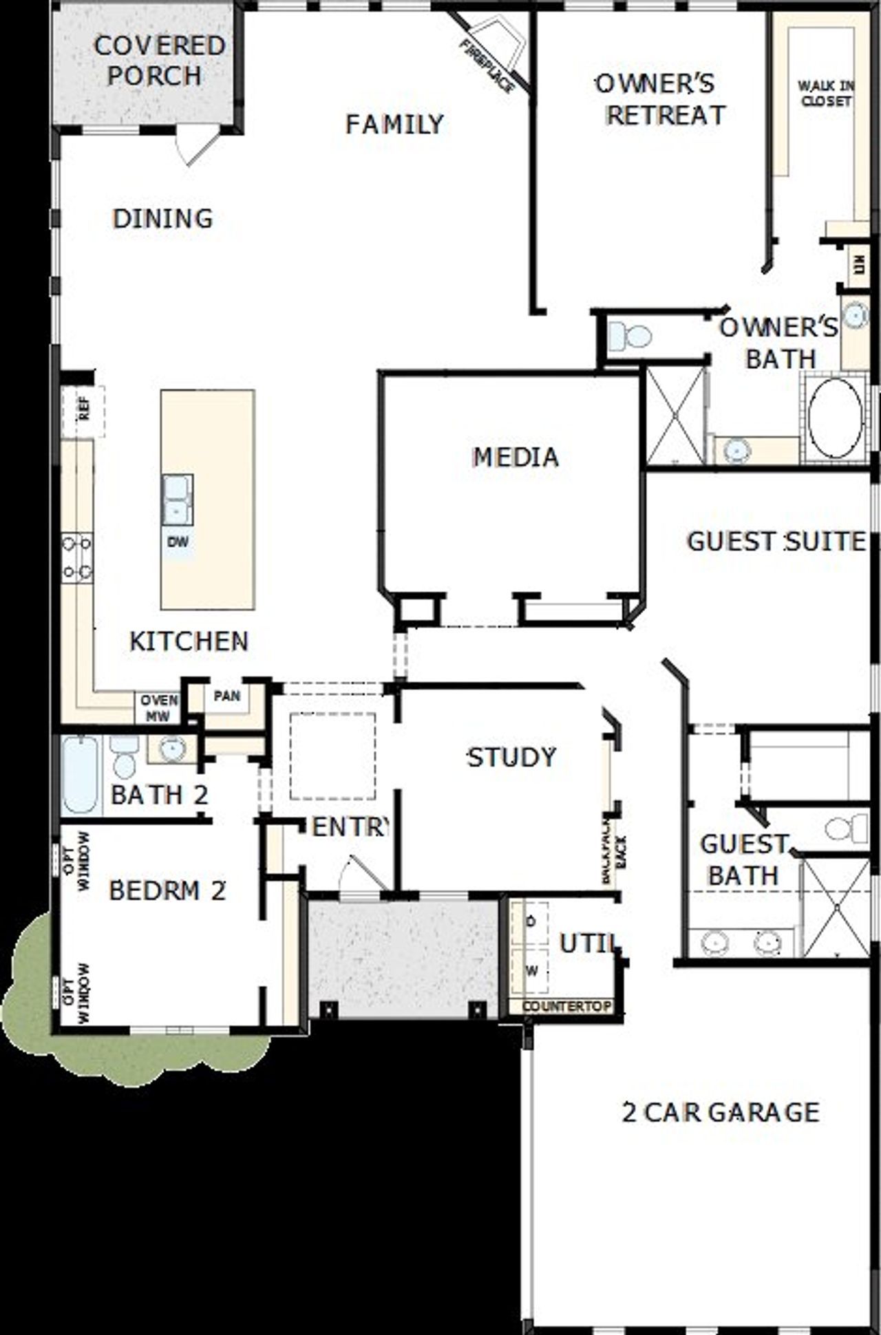 2D floor plan layout of this home in Goodland – Manor Series, Venus, TX (Image 2).