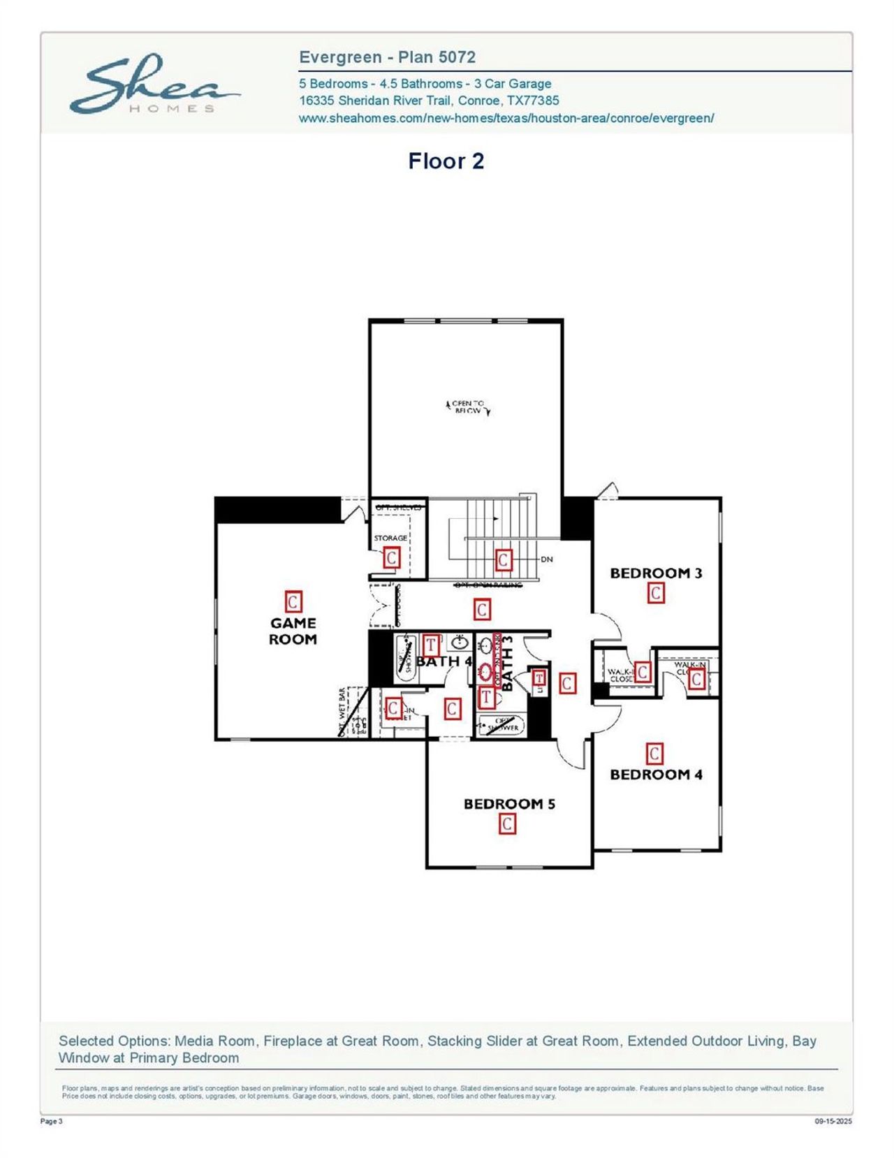 2D floor plan layout of this home in , Conroe, TX (Image 2).