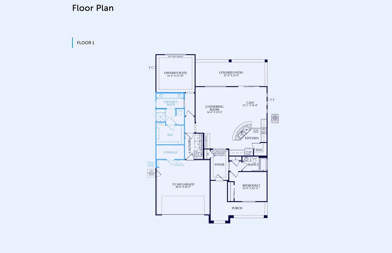 2D floor plan layout of this home in Sun City Festival, Buckeye, AZ (Image 2).