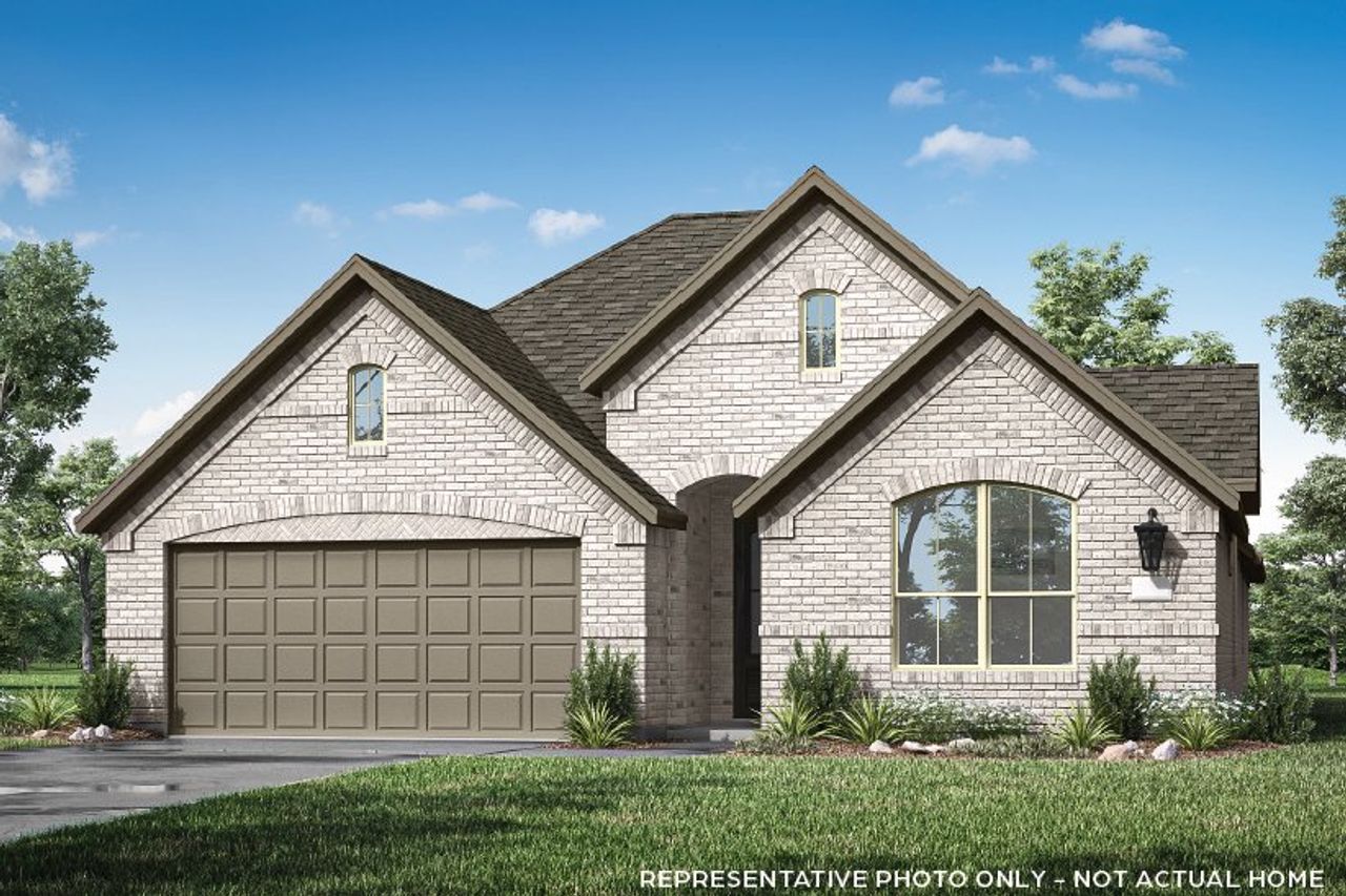 Front exterior of a new home in Creekview Meadows, Celina, TX, highlighting curb appeal (Image 2). Front exterior of a new home in Creekview Meadows, Celina, TX, highlighting curb appeal (Image 2).