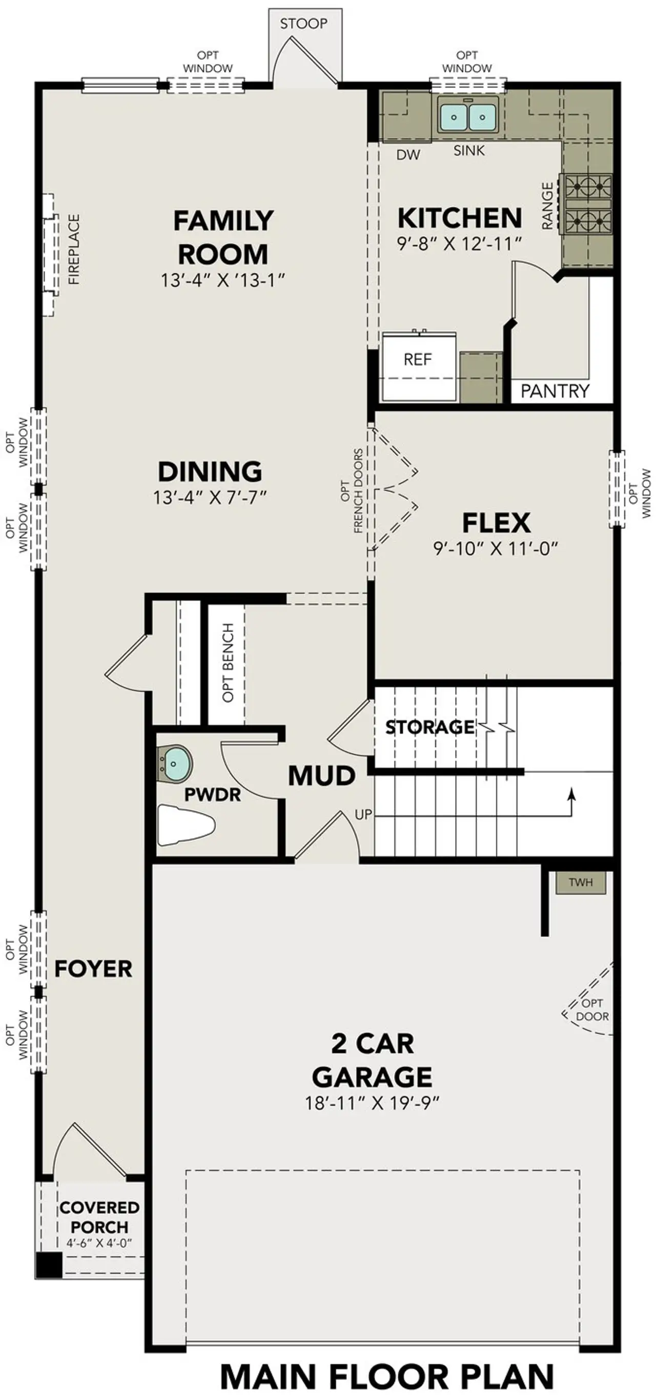 2D floor plan layout for the The Florence A by Davidson Homes LLC in Buffalo Way Villas, Houston, TX (Image 2).