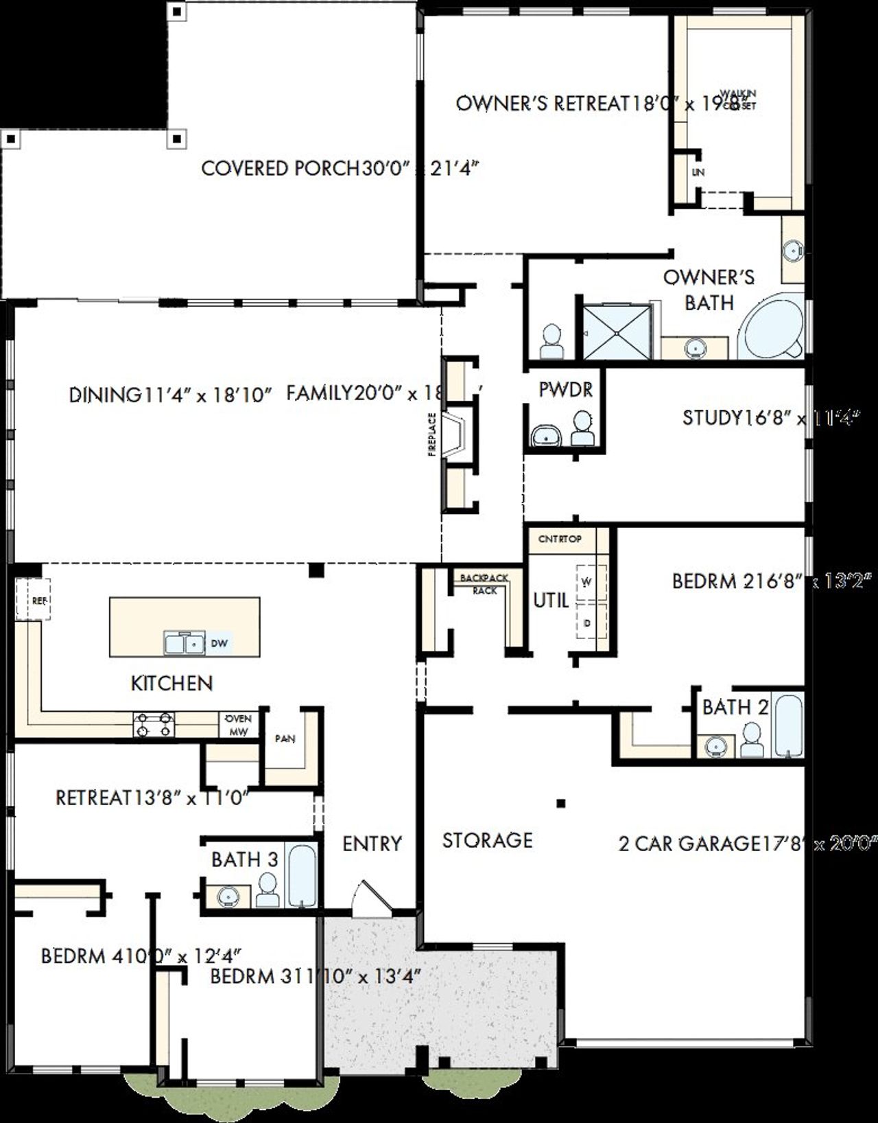 2D floor plan layout of this home in Monterra - Classics, Fate, TX (Image 2).