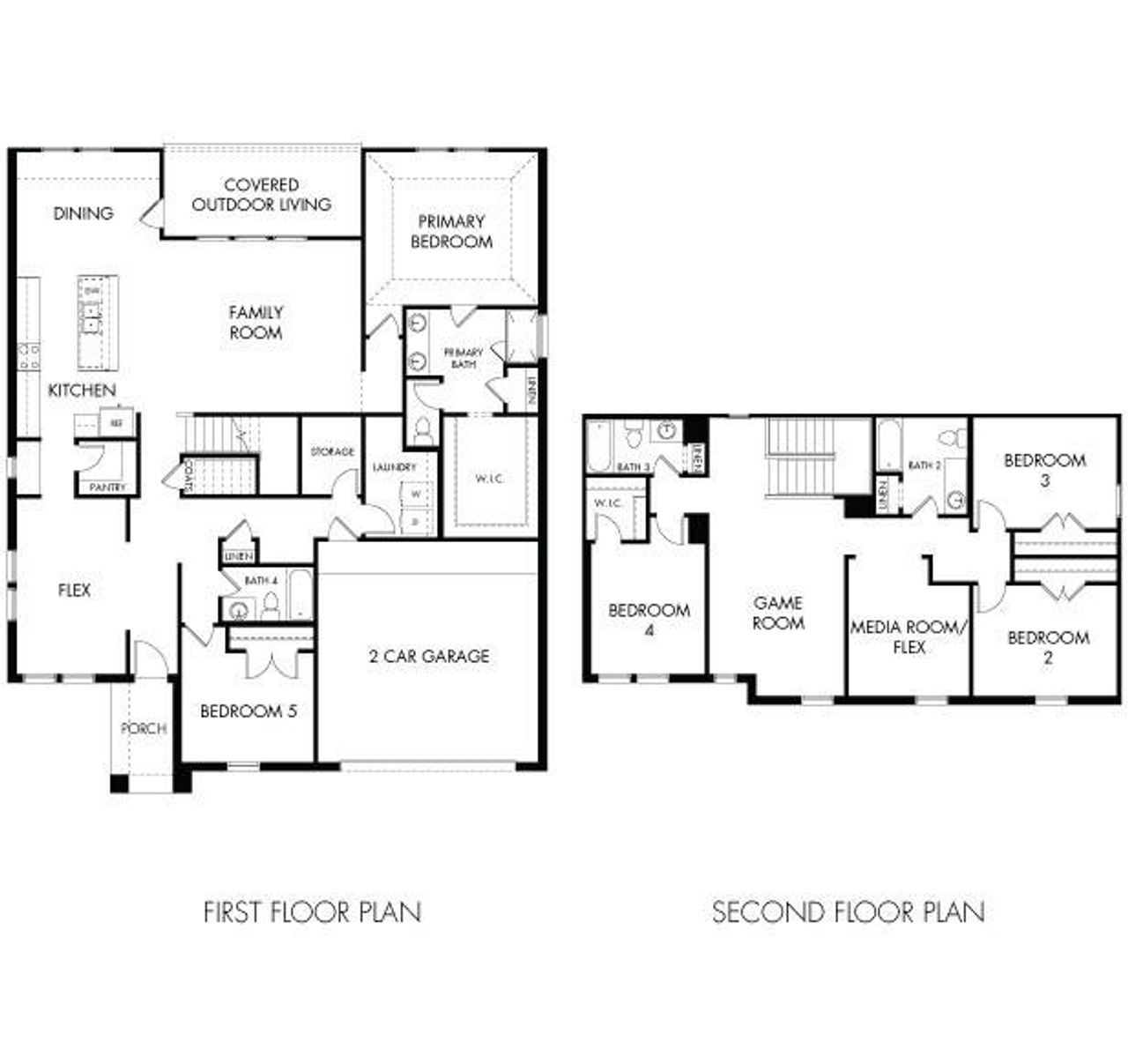 2D floor plan layout of this home in Lakehaven - Premier Series, Farmersville, TX (Image 2). 2D floor plan layout of this home in Lakehaven - Premier Series, Farmersville, TX (Image 2).