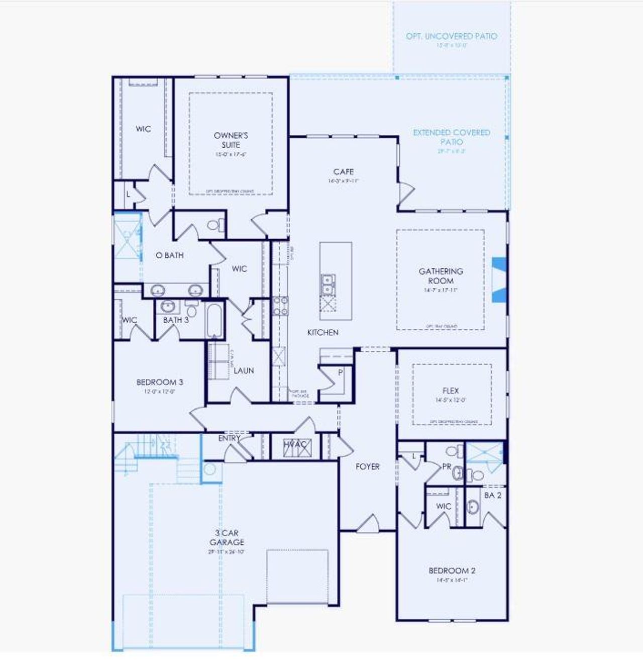 2D floor plan layout of this home in Del Webb at Lake Oconee, Greensboro, GA (Image 2).