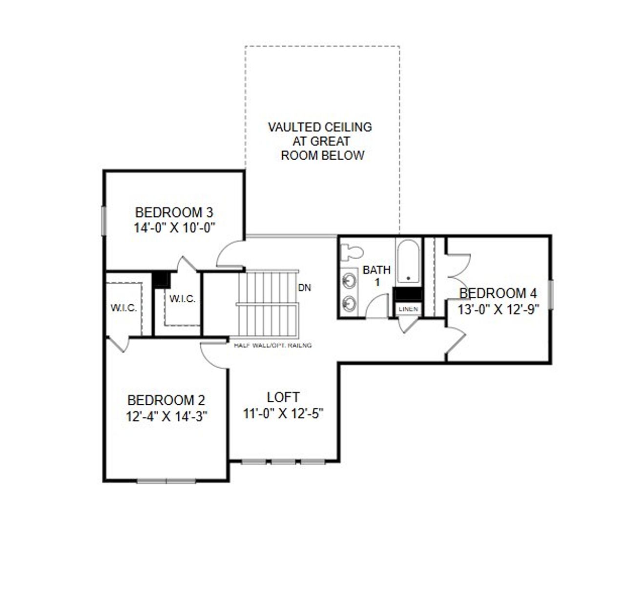 2D floor plan layout for the Roanoke by Caruso Homes in Lancaster Hwy, Waxhaw, NC (Image 2).