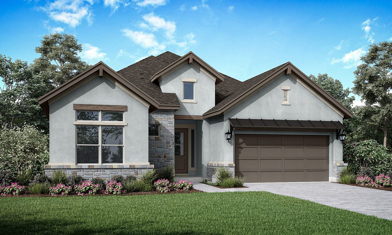 Representative exterior photo of a completed home built from the Cambridge by Sitterle Homes in Audubon 60’s, Magnolia, TX (Image 2). Representative exterior photo of a completed home built from the Cambridge by Sitterle Homes in Audubon 60’s, Magnolia, TX (Image 2).