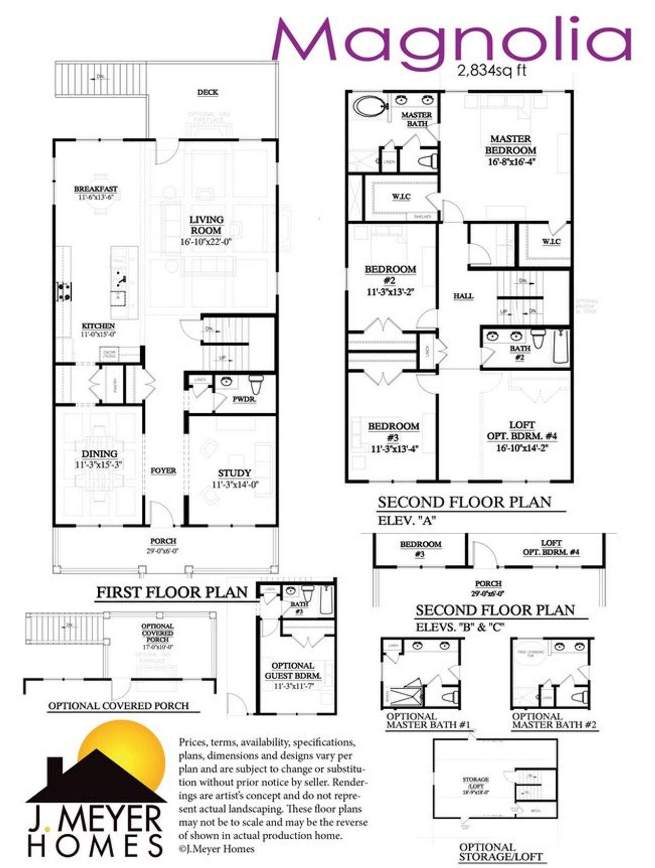 2D floor plan layout for the Magnolia by J.Meyer Homes in Wando Forest, Mount Pleasant, SC (Image 2).