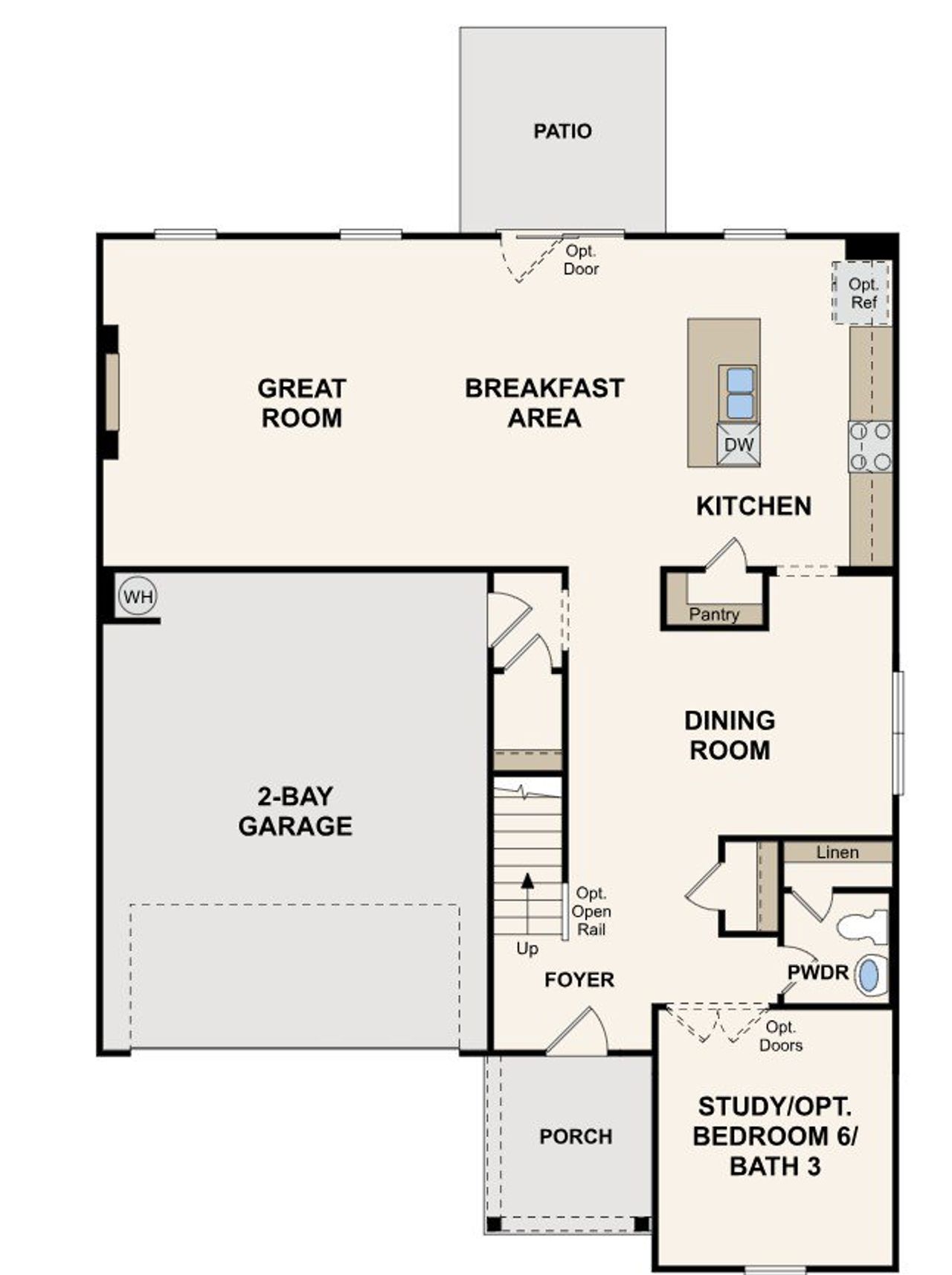 2D floor plan layout of this home in Hawthorne Reserve, Dallas, GA (Image 2).