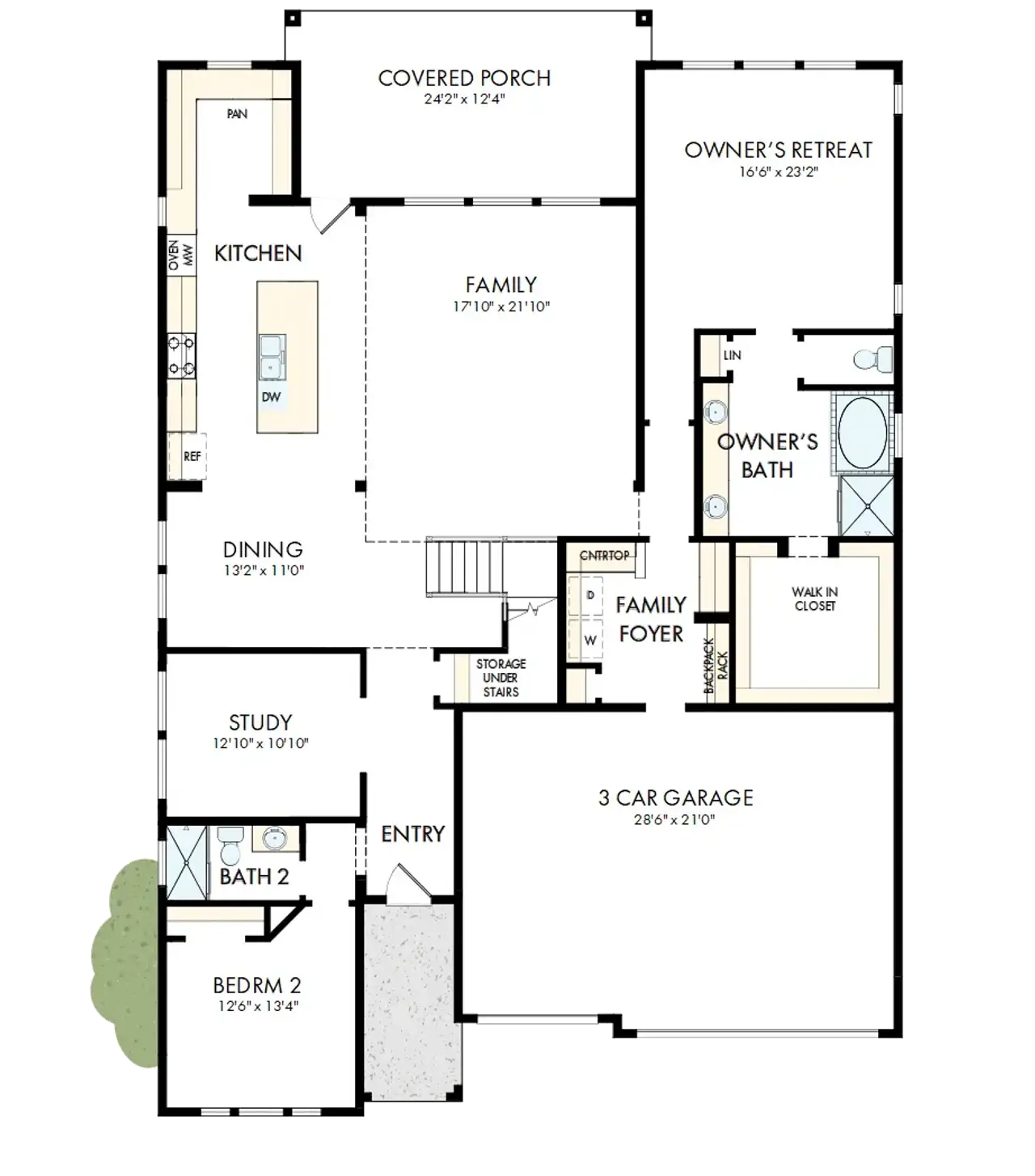 2D floor plan layout of this home in Windsong - Legacy Series, Boerne, TX (Image 2).