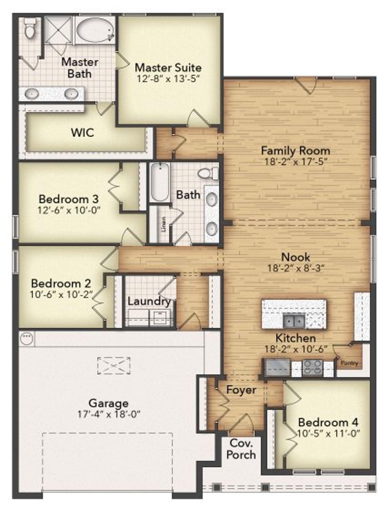 2D floor plan layout of this home in Covenant Park, Springtown, TX (Image 2).