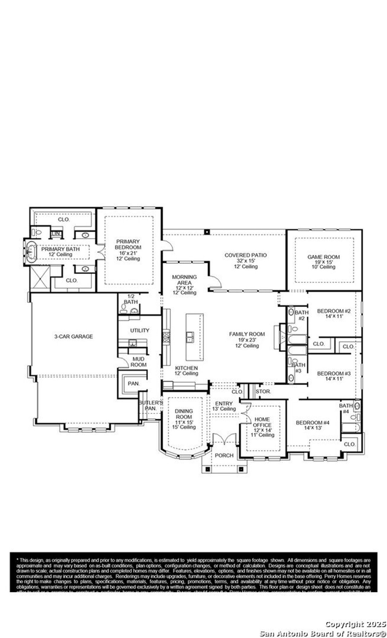 2D floor plan layout of this home in Megan's Landing 1/2 Acre, Castroville, TX (Image 2).