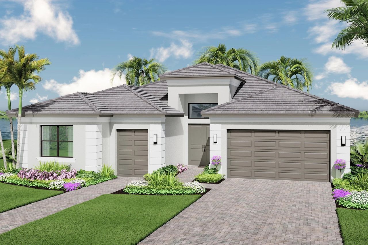 Exterior rendering of this home design in Valencia Parc at Riverland, Port St. Lucie, FL (Image 2).