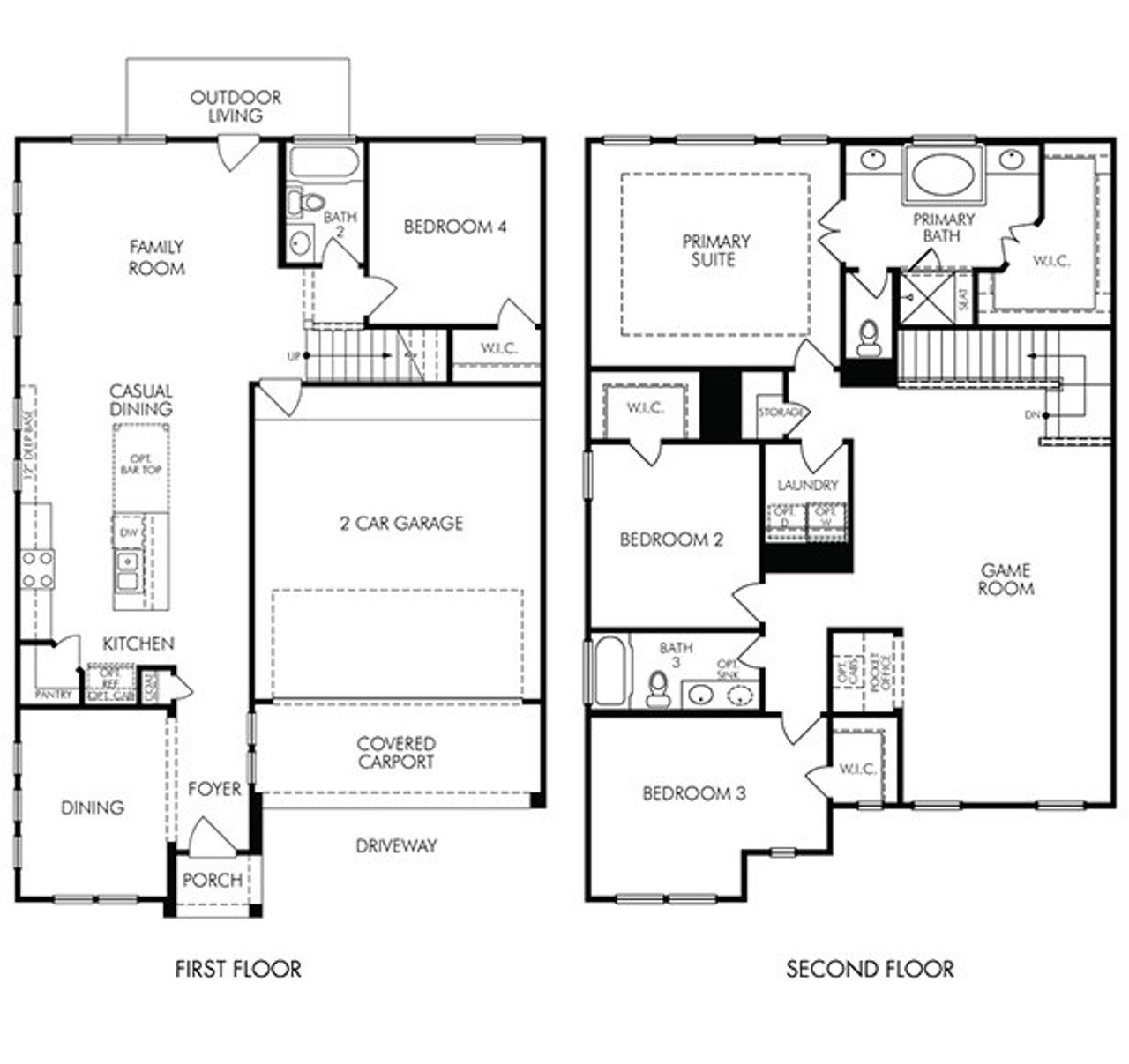 2D floor plan layout of this home in Pinewood Trails - Luxe Series, Atascocita, TX (Image 2).