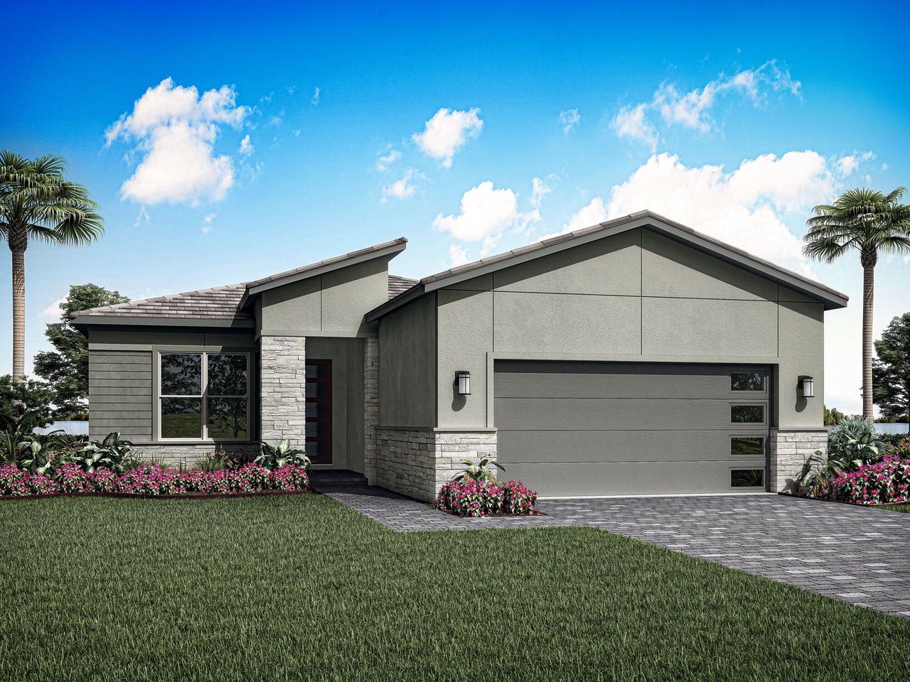 Representative exterior photo of a completed home built from the Cameo by Mattamy Homes in Tradition - Seville, Port St. Lucie, FL (Image 2).