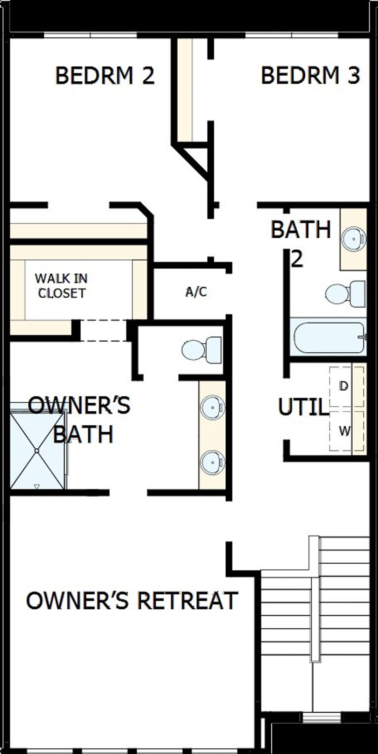 2D floor plan layout of this home in Persimmon Place - Townhomes, Wesley Chapel, FL (Image 2).