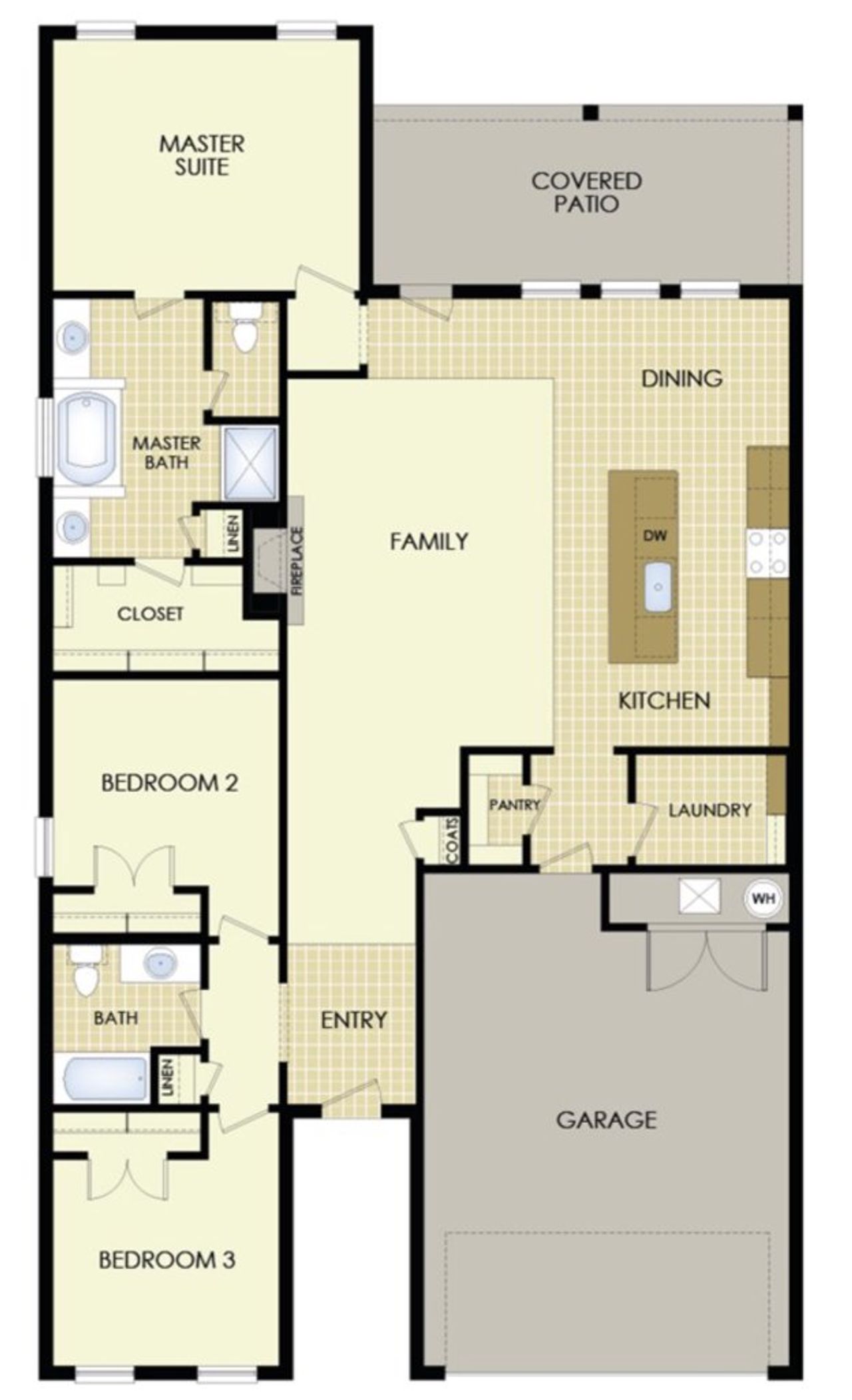 2D floor plan layout for the The Camarillo by Wyldewood Homes in Washington Meadows, Sherman, TX (Image 2).