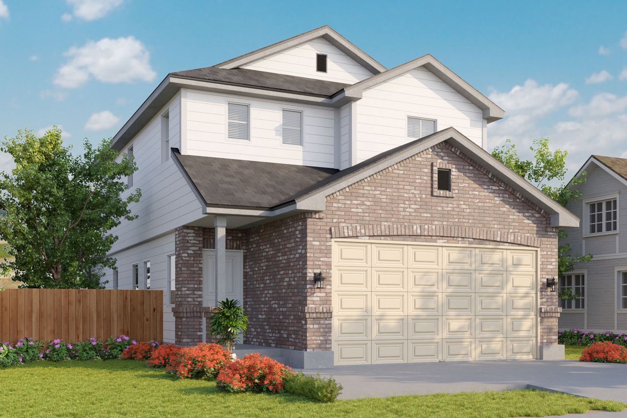 Representative exterior photo of a completed home built from the 1860 (4BD) by Cyrene Homes in Woodland Lakes, Huffman, TX (Image 2). Representative exterior photo of a completed home built from the 1860 (4BD) by Cyrene Homes in Woodland Lakes, Huffman, TX (Image 2).