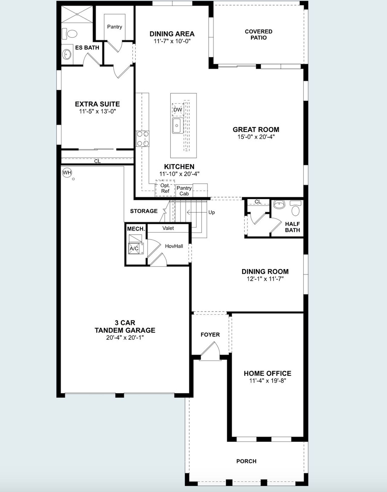 2D floor plan layout of this home in Horizon Isle, Winter Garden, FL (Image 2).