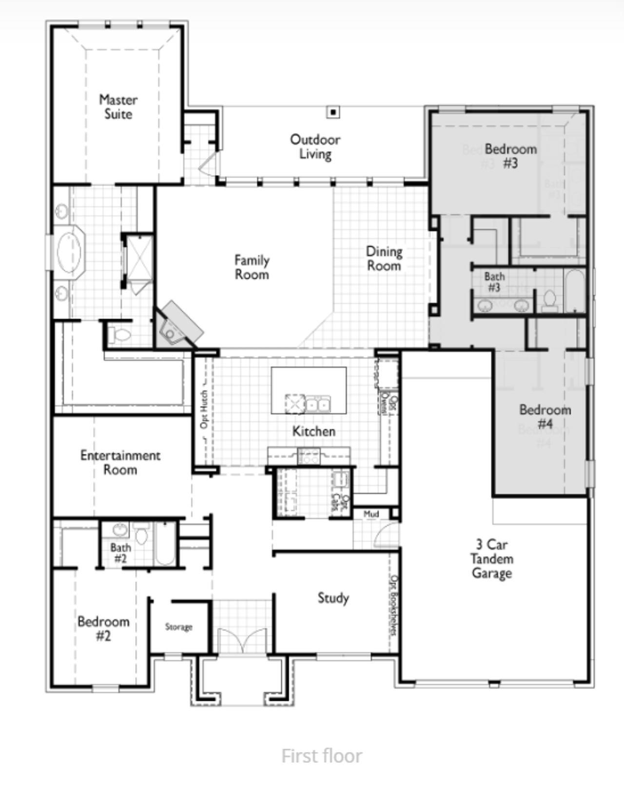 2D floor plan layout for the 272 Plan by Highland Homes in Star Trail: 86ft. lots, Prosper, TX (Image 2).